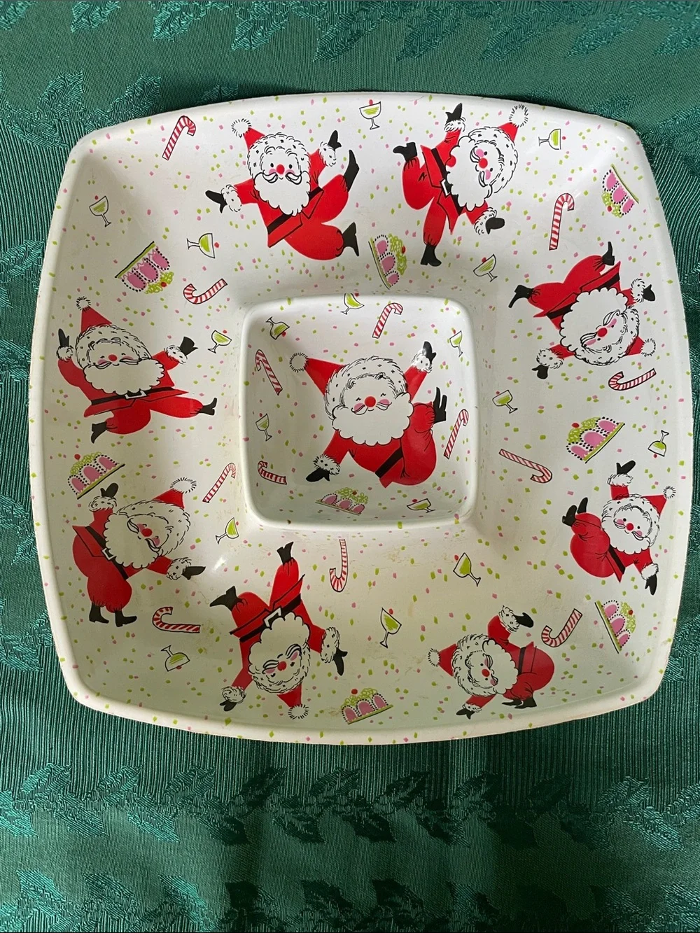 Holiday Santa & Elf Disposable Party Plates and Cups - Red & Green